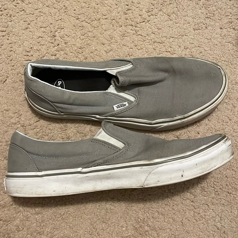 Gray slip on vans